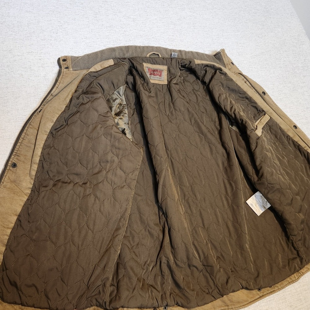 Levis Field Jacket Mens Large Brown Quilted Lined Canvas Utility Coat RN115307 - Picture 3 of 5